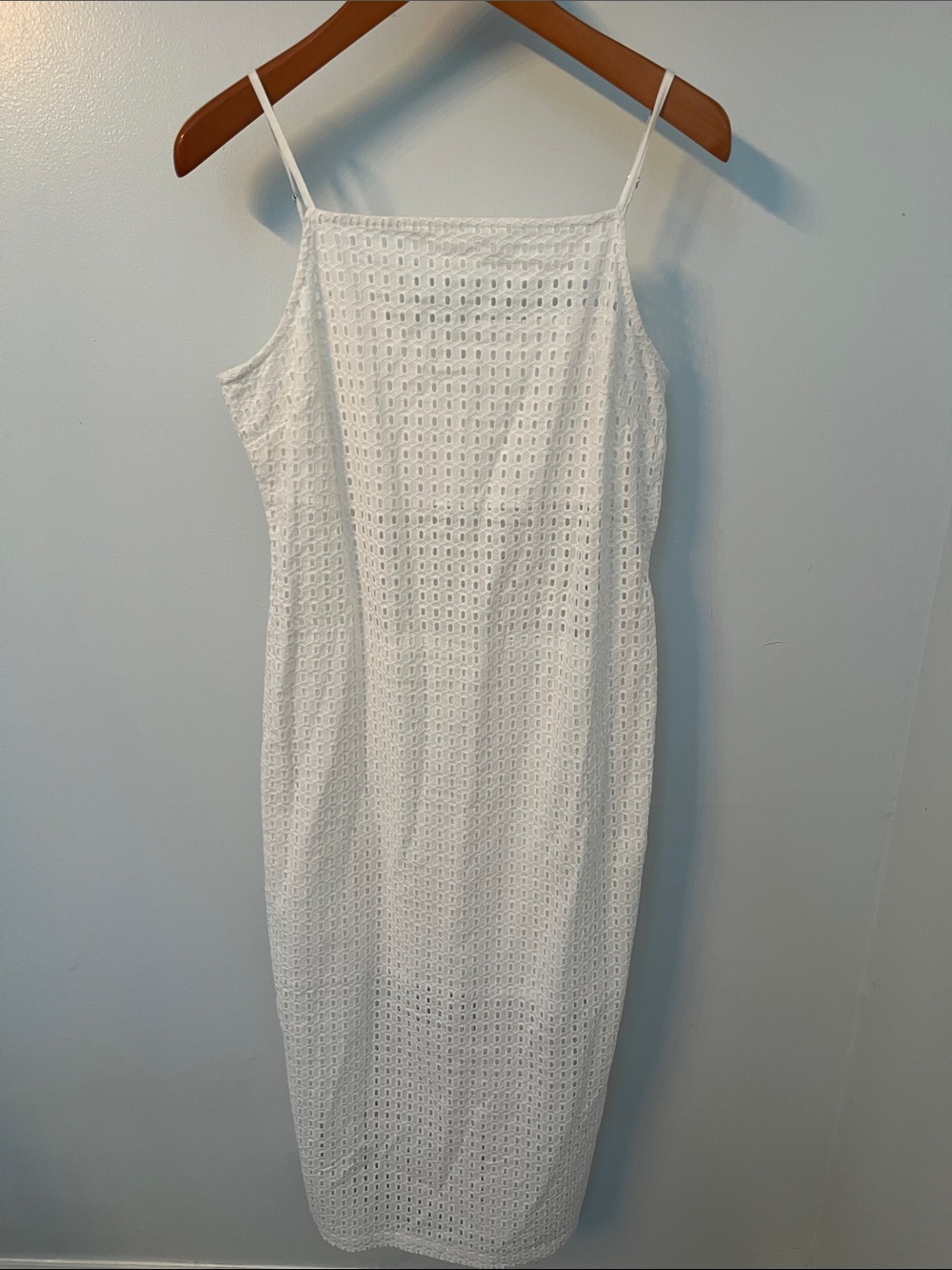 Walter Baker White Eyelet Spaghetti-Strap Midi Dress